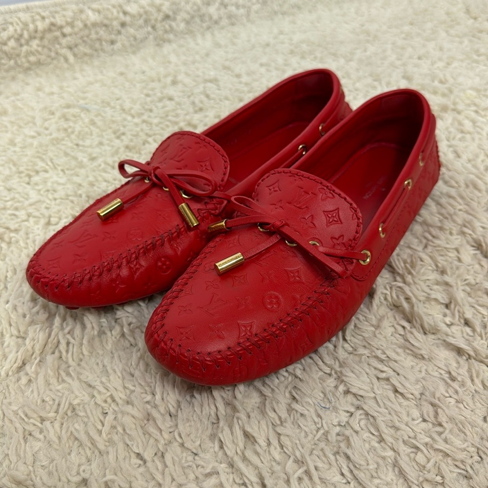 Louis Vuitton Gloria Leather Flats Size 38.5 Red‎ Women’s